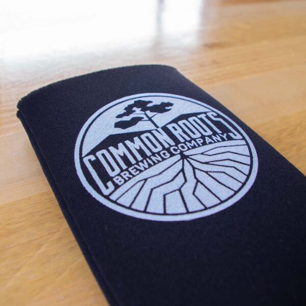 Close up of black koozie