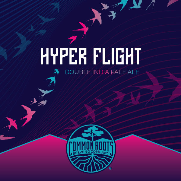 Hyper Flight label, featuring a modern geometric illustration of colorful sparrows flying in curved paths.