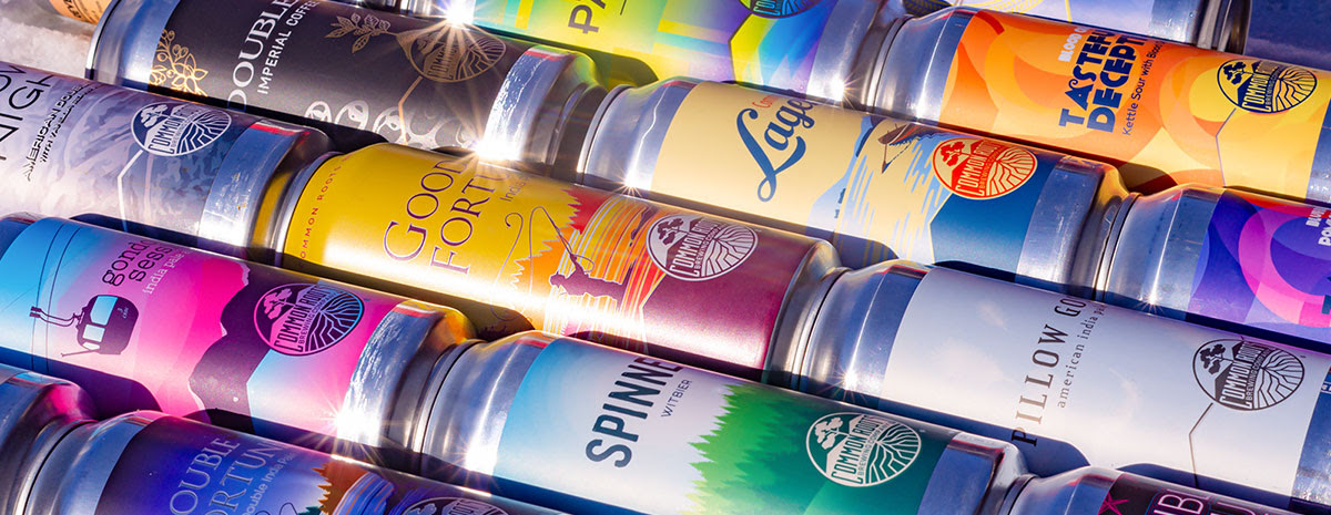 Rows of various beer cans