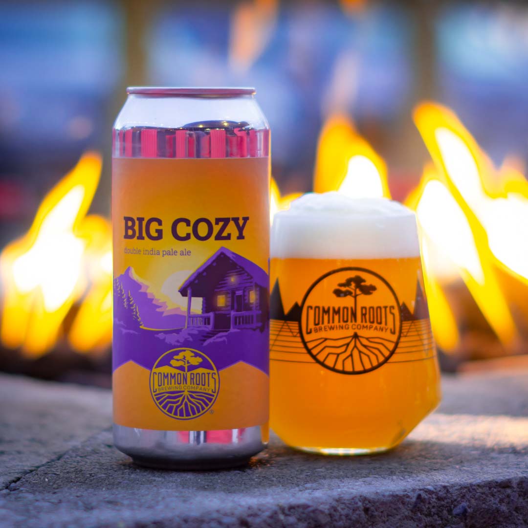 Big Cozy can in front of a fire