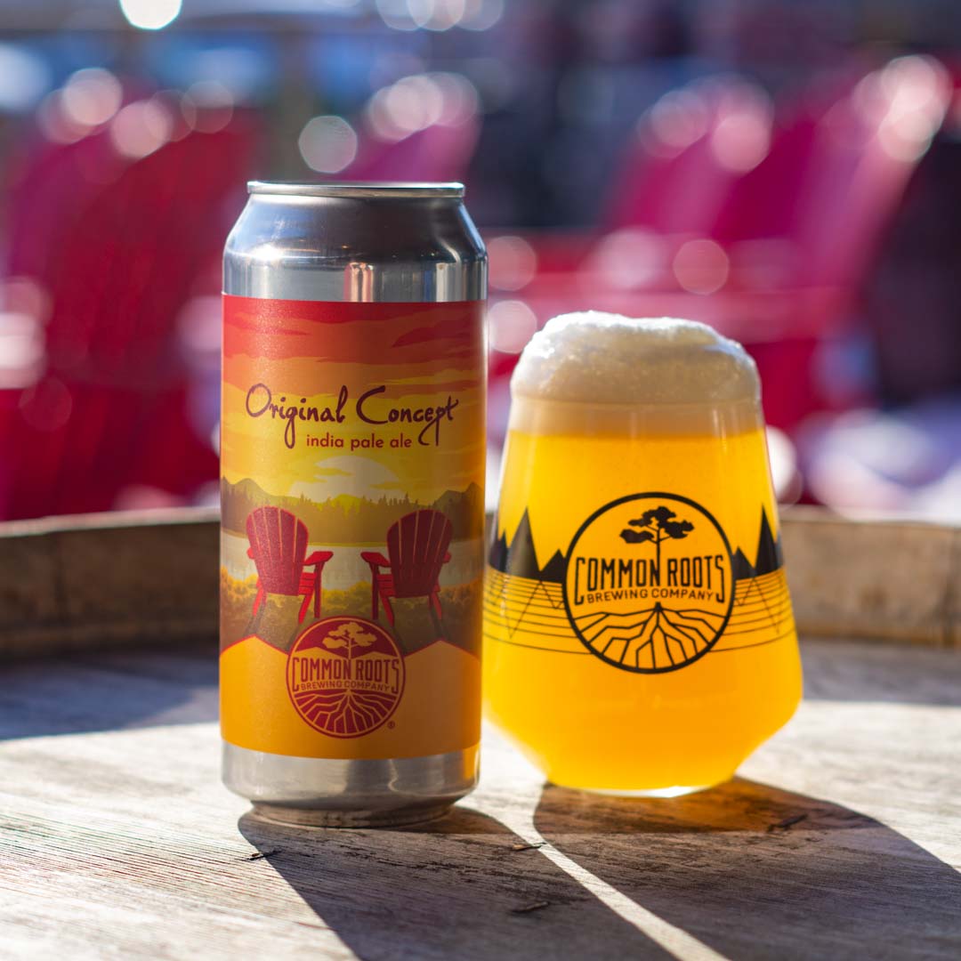 Can of Original Concept with Adirondack Chairs in the background
