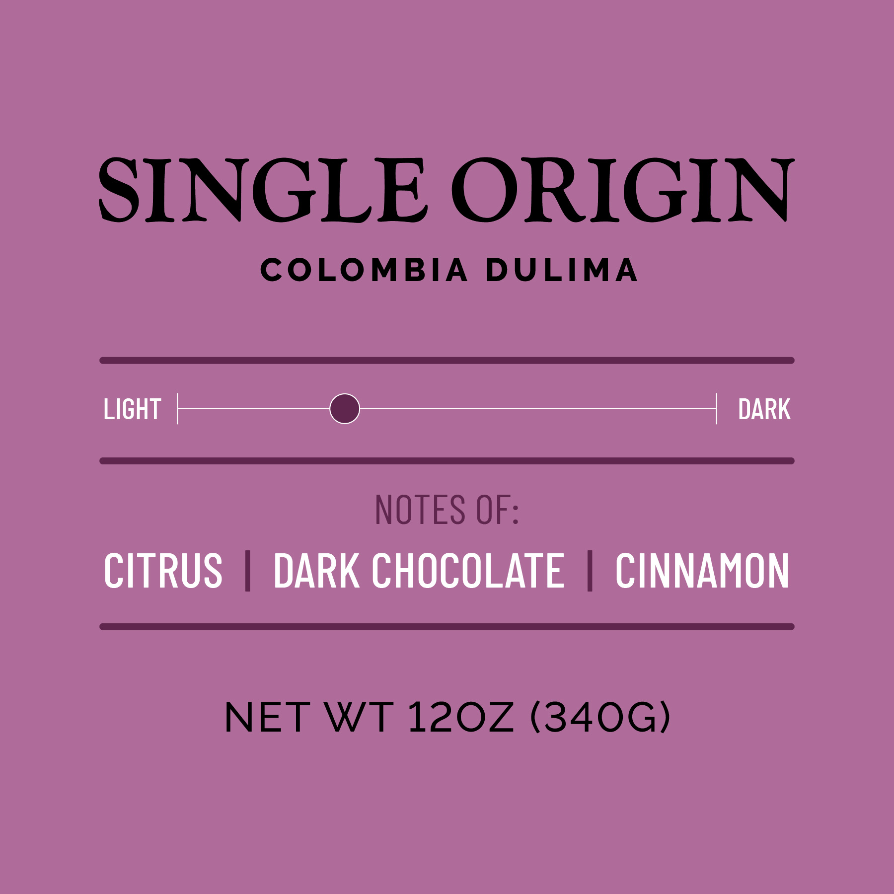 Our Colombia Coffee has notes of citrus, dark chocolate, and cinnamon