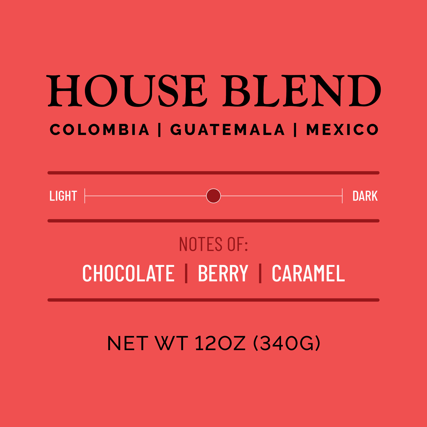 Our House Blend Coffee has notes of chocolate, berry and caramel