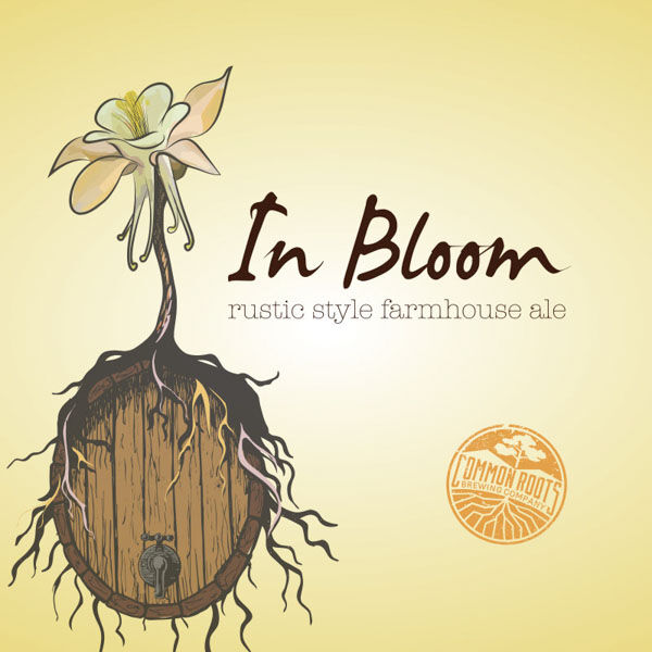 In Bloom label, featuring a flower growing out of a barrel.
