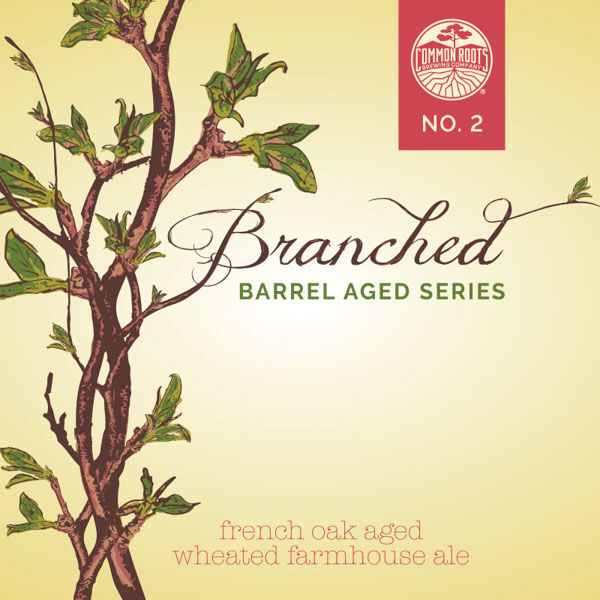 Branched label, featuring an illustration of branches.