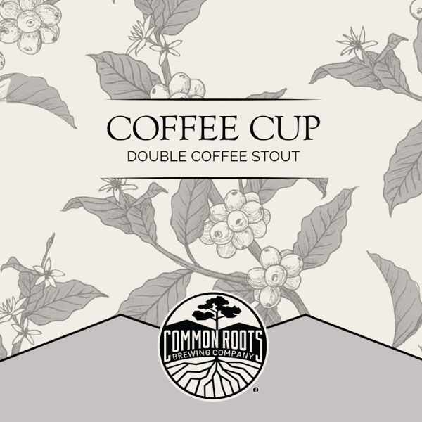 Coffee Cup label, featuring an illustration of a coffee plant in the background.