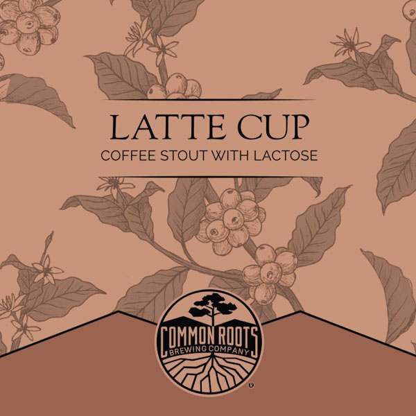 Latte Cup label, featuring an illustration of a coffee plant.