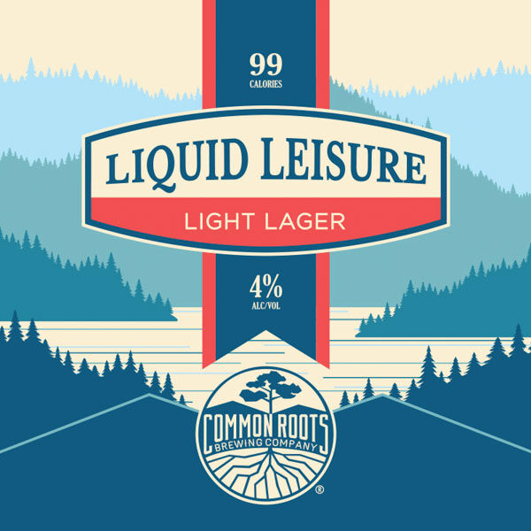 Liquid Leisure label, featuring a mountains and lake scene.