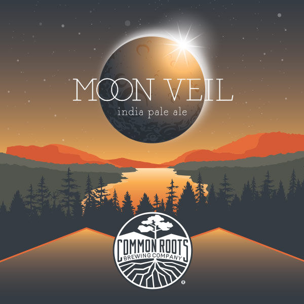 Moon Veil label, featuring a solar eclipse over the mountains.