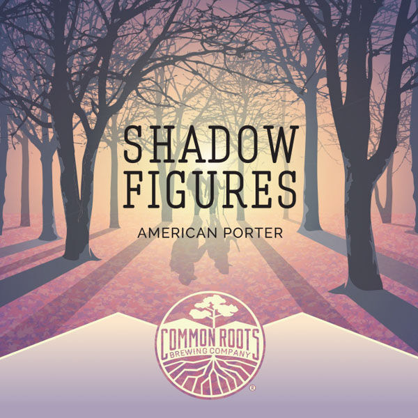 Shadow Figures label, featuring a late autumn scene with snowy treebranches and a hiking couple in the background.