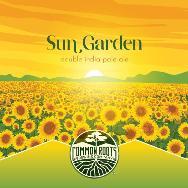 Sun Garden label, featuring a beautiful golden field of sunflowers.