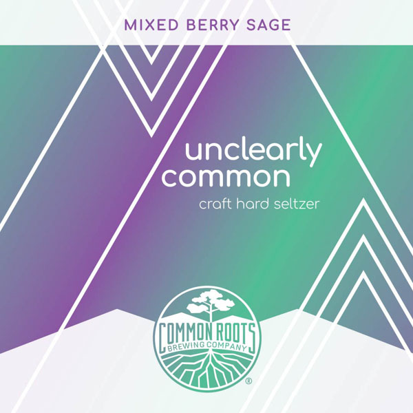Mixed Berry Sage Hard Seltzer label, featuring a colorful geometric line art pattern.
