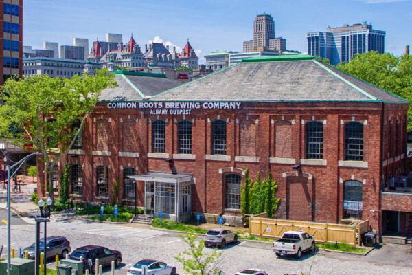 View of the Albany Outpost in Spring from the Skyway