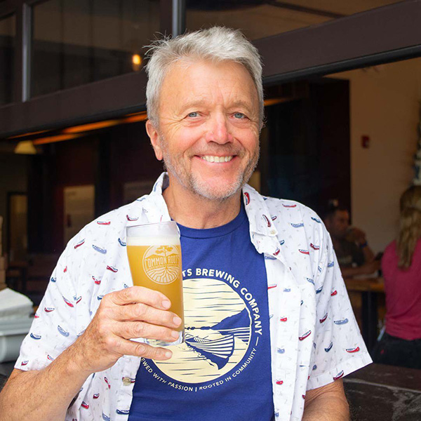 Bert holding a glass of hefeweisen