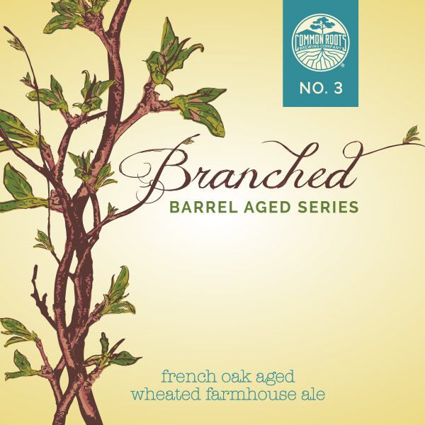 Branched label, featuring an illustration of branches.