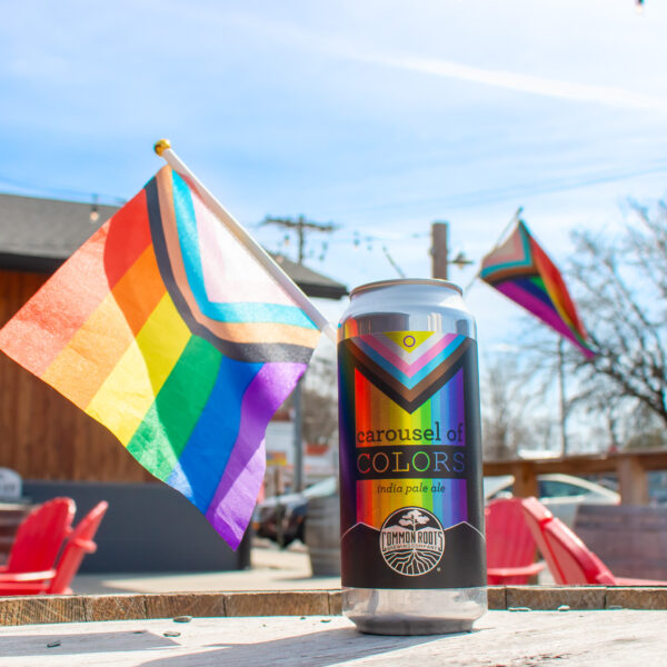 beer can with pride flag
