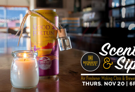 Good Fortune Can next to an air freshener and lit candle