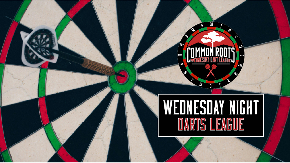 Dartboard with Common Roots Darts Logo Overlay